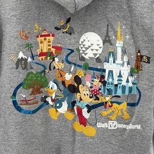 Walt Disney Women's Size Small Zip-up Sweatshirt Hoodie Jacket All 4 Parks Gray